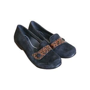 Dansko Black Suede Oksana Comfort Women's EU Size 39  Animal Print Accent